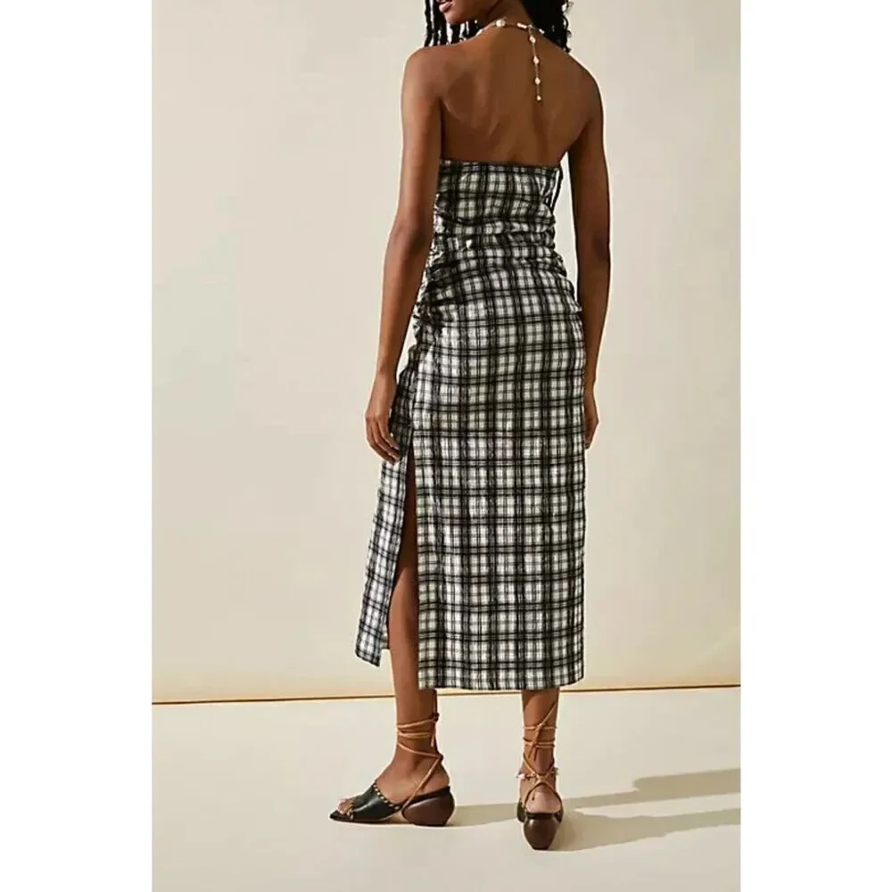 Free People NWOT Brandie Plaid Midi Dress size L